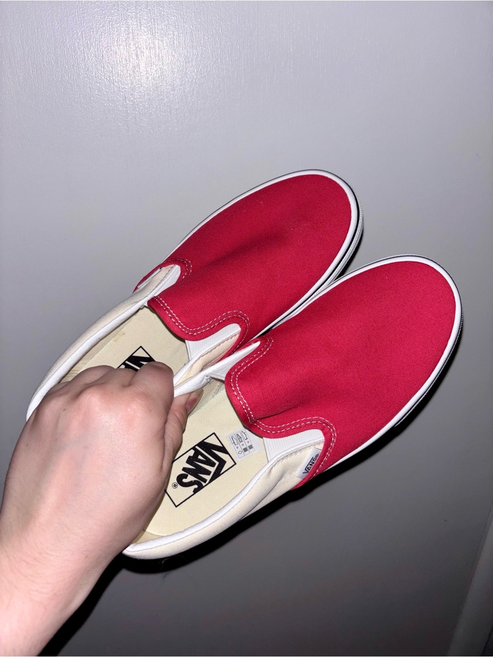 Vans Customs Classic Slip-On Wide Shoe in Red